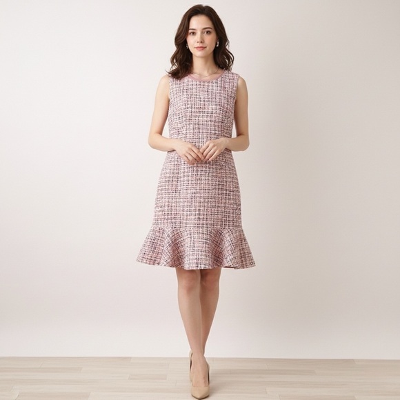 Gal Meets Glam Dresses & Skirts - Gal Meets Glam Annika Tweed Dress Pink Boucle Peplum Hem Size 4 NWT